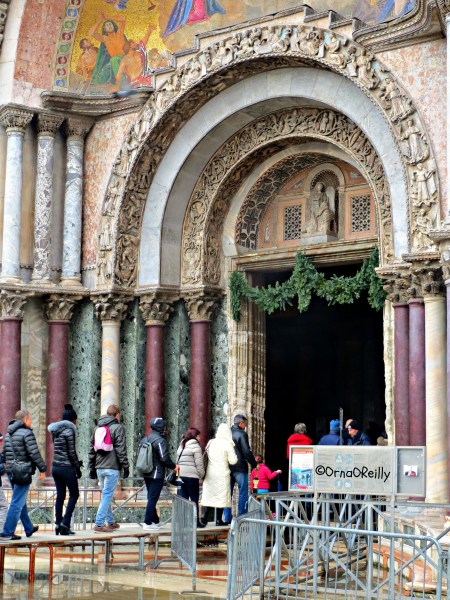 Queuing for Basilica of San Marco, Venice, during Alta Aqua